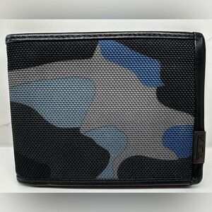 TUMI Mens Navy Camo Black ALPHA SLG Double Billfold 6 CC Wallet